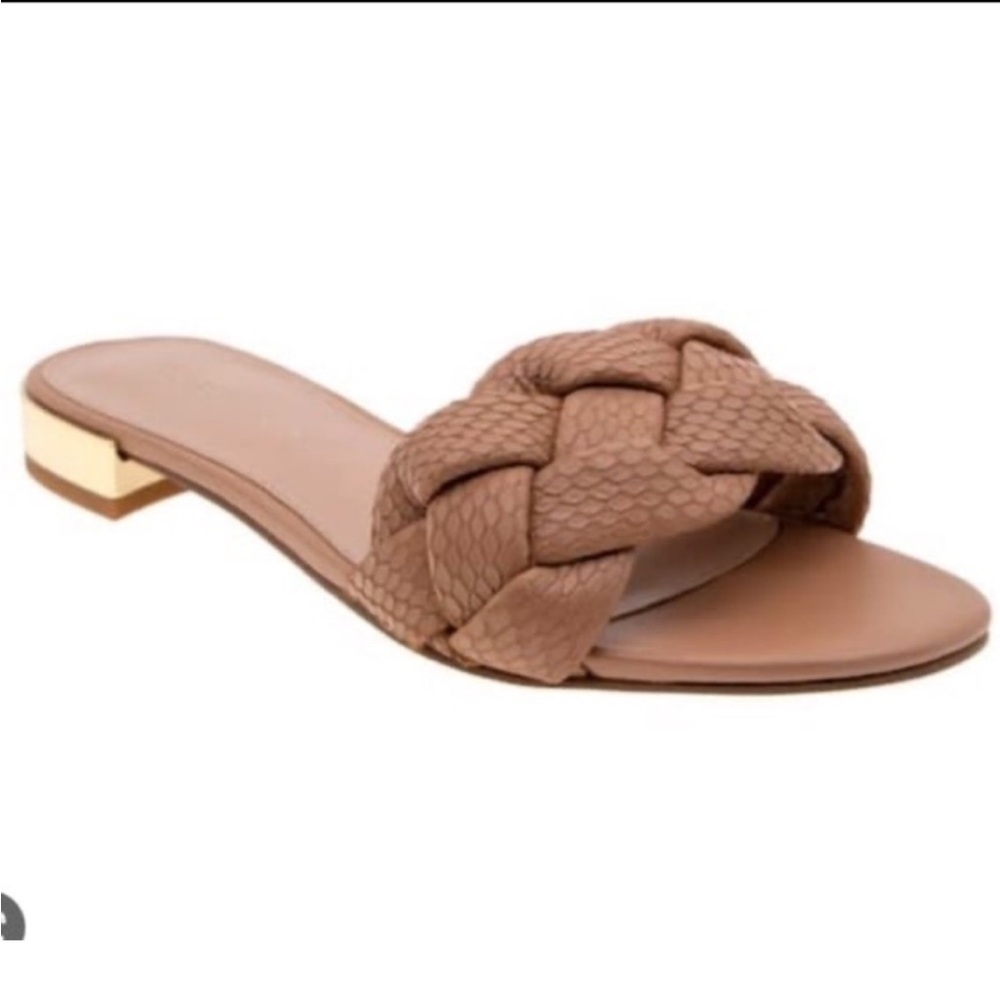 BCBGMaxAzria Taupe Braided Slide Sandals